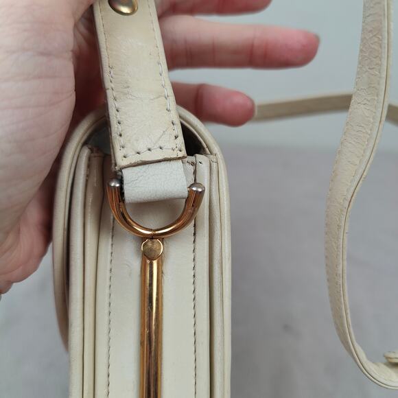 Vintage Gucci Leather Crossbody Bag Small Purse Off-White Cream 80s REPAIRED - Picture 5 of 14
